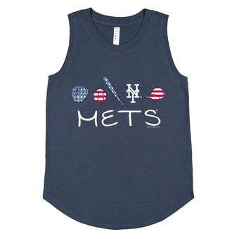 Girls Youth Soft as a Grape Denim New York Mets Americana Tank Top