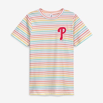 Girls Youth Soft as a Grape  White Philadelphia Phillies Striped T-Shirt