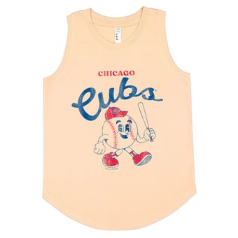 Youth Soft as a Grape  Orange Chicago Cubs Game Day Tank Top