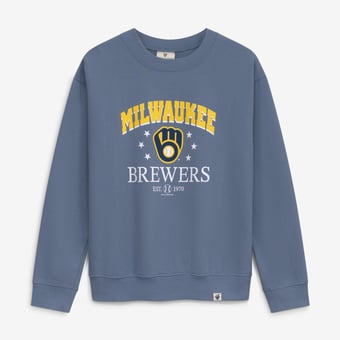 Girls Youth Soft as a Grape  Navy Milwaukee Brewers Pigment Dyed Sweatshirt