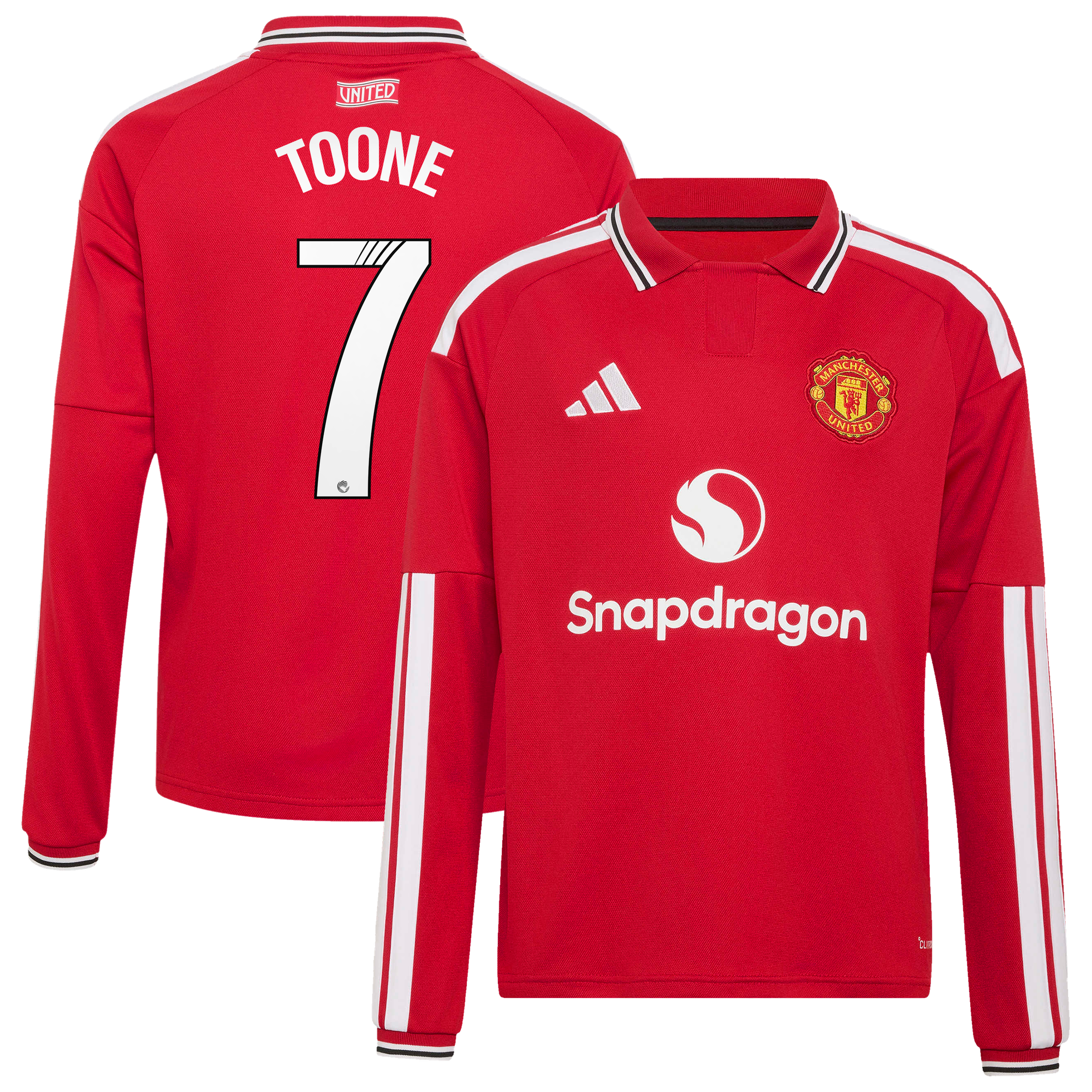 Maillot Domicile Manchester United adidas 2026-27 - Enfant - Manches longues avec flocage Toone 7