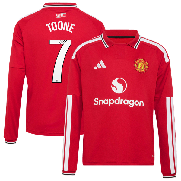 Maillot Domicile Manchester United adidas 2026-27 - Enfant - Manches longues avec flocage Toone 7