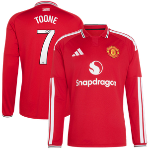 Maillot officiel Domicile WSL Manchester United adidas 2026-27 - Manches longues avec flocage Toone 7, vue 2