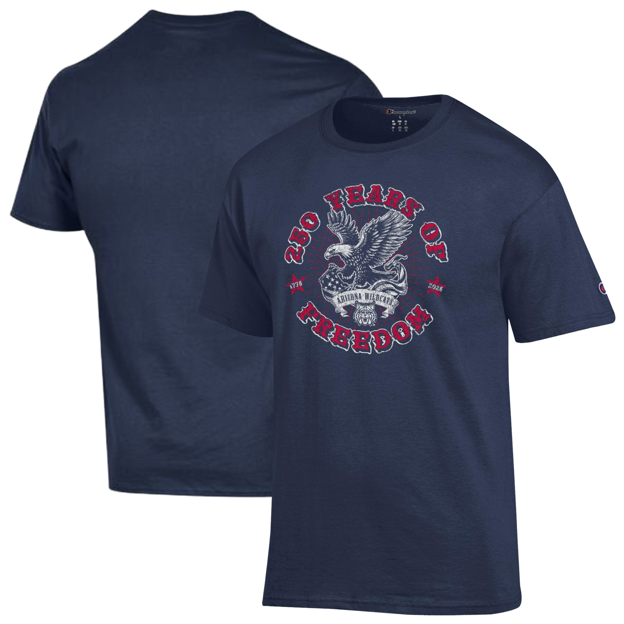 Men’s Champion Navy Arizona Wildcats Americana 250 Years of Freedom Tonal T-Shirt Men’s Champion Navy Arizona Wildcats Americana 250 Years of Freedom Tonal T-Shirt