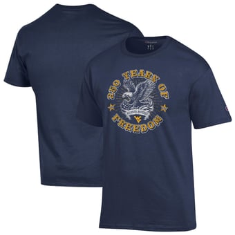 Men's Champion  Navy West Virginia Mountaineers Americana 250 Years of Freedom Tonal T-Shirt