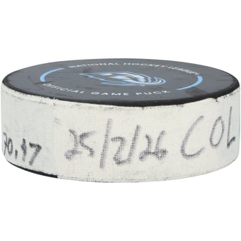 Victor Olofsson Colorado Avalanche Game-Used Goal Puck from February 25, 2026 vs. Utah Mammoth
