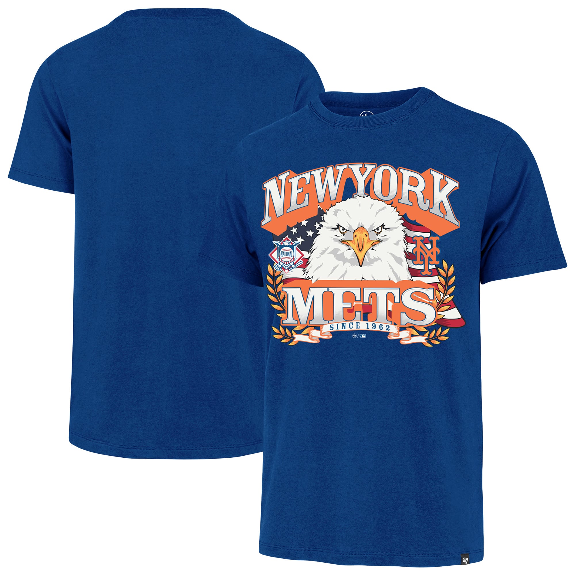 Men's '47  Royal New York Mets Americana Eagle T-Shirt