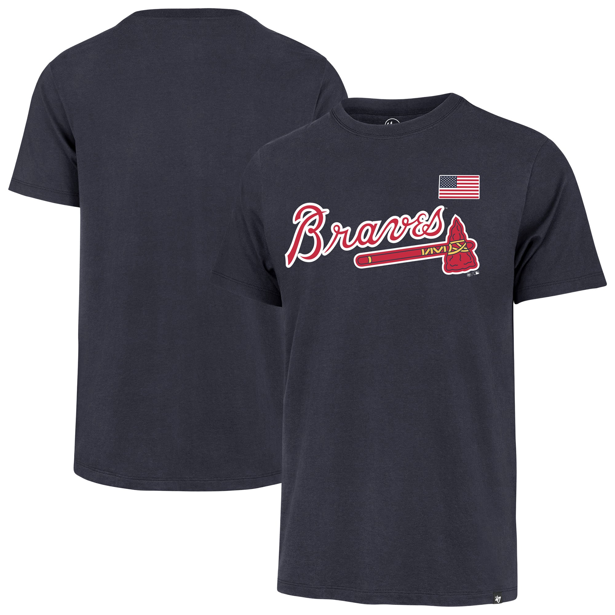 Men's '47 Navy Atlanta Braves Heritage U.S. Flag T-Shirt