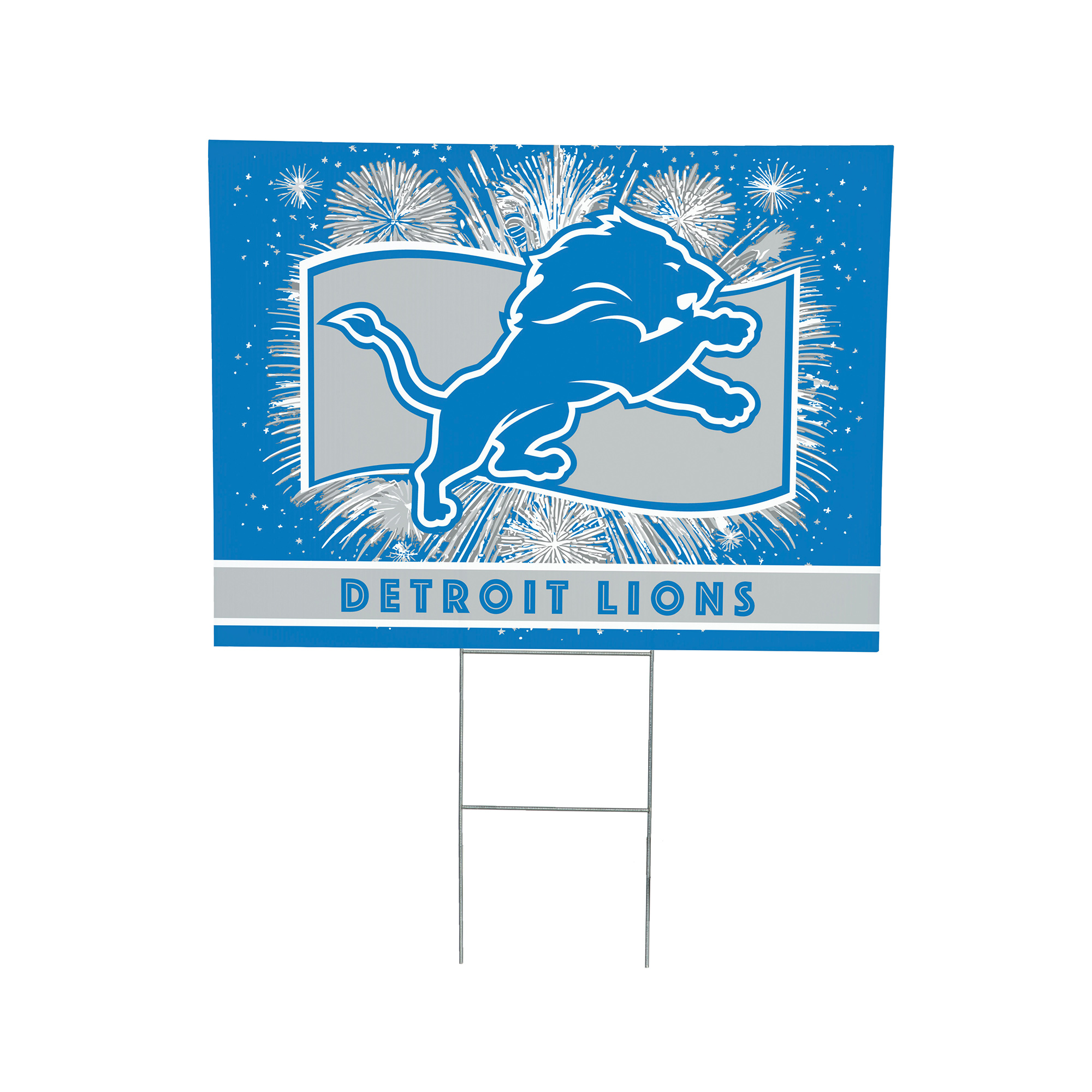 Detroit Lions 24" x 18" Patriotic Fireworks Outdoor Yard Sign