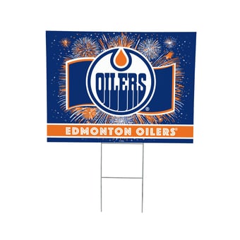 Edmonton Oilers 24" x 18" Patriotic Fireworks Outdoor Yard Sign