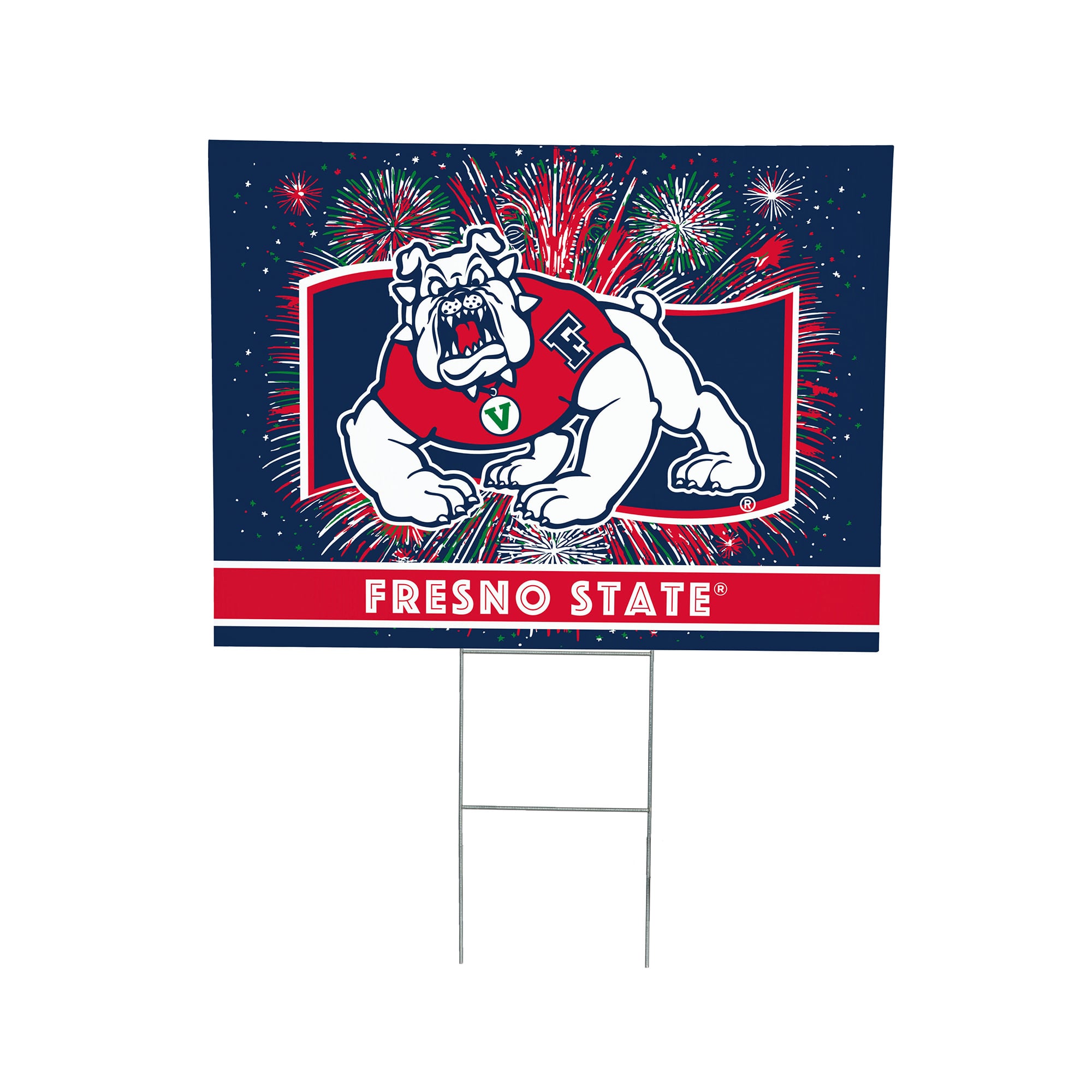 Fresno State Bulldogs 24" x 18" Patriotic Fireworks Outdoor Yard Sign