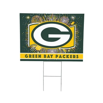 "Green Bay Packers 24"" x 18"" Patriotic Fireworks Outdoor Yard Sign"