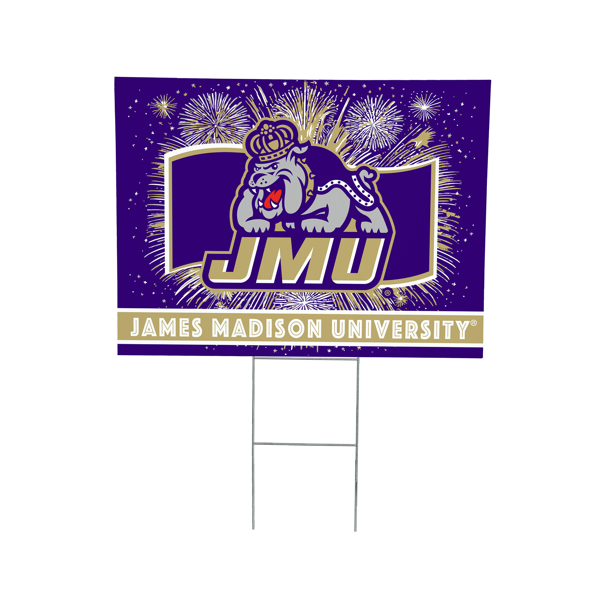 James Madison Dukes 24" x 18" Patriotic Fireworks Outdoor Yard Sign