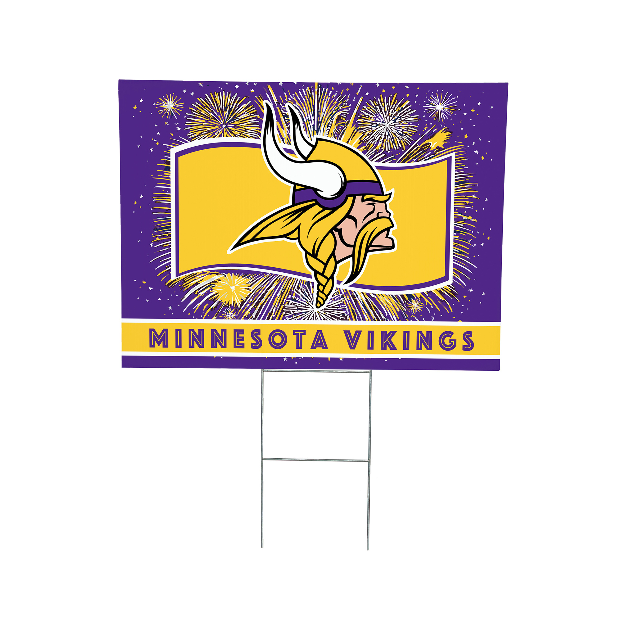 Minnesota Vikings 24" x 18" Patriotic Fireworks Outdoor Yard Sign