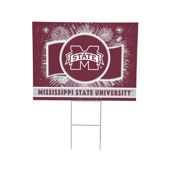 Mississippi State Bulldogs 24" x 18" Patriotic Fireworks Outdoor Yard Sign