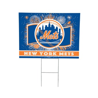 "New York Mets 24"" x 18"" Patriotic Fireworks Outdoor Yard Sign"