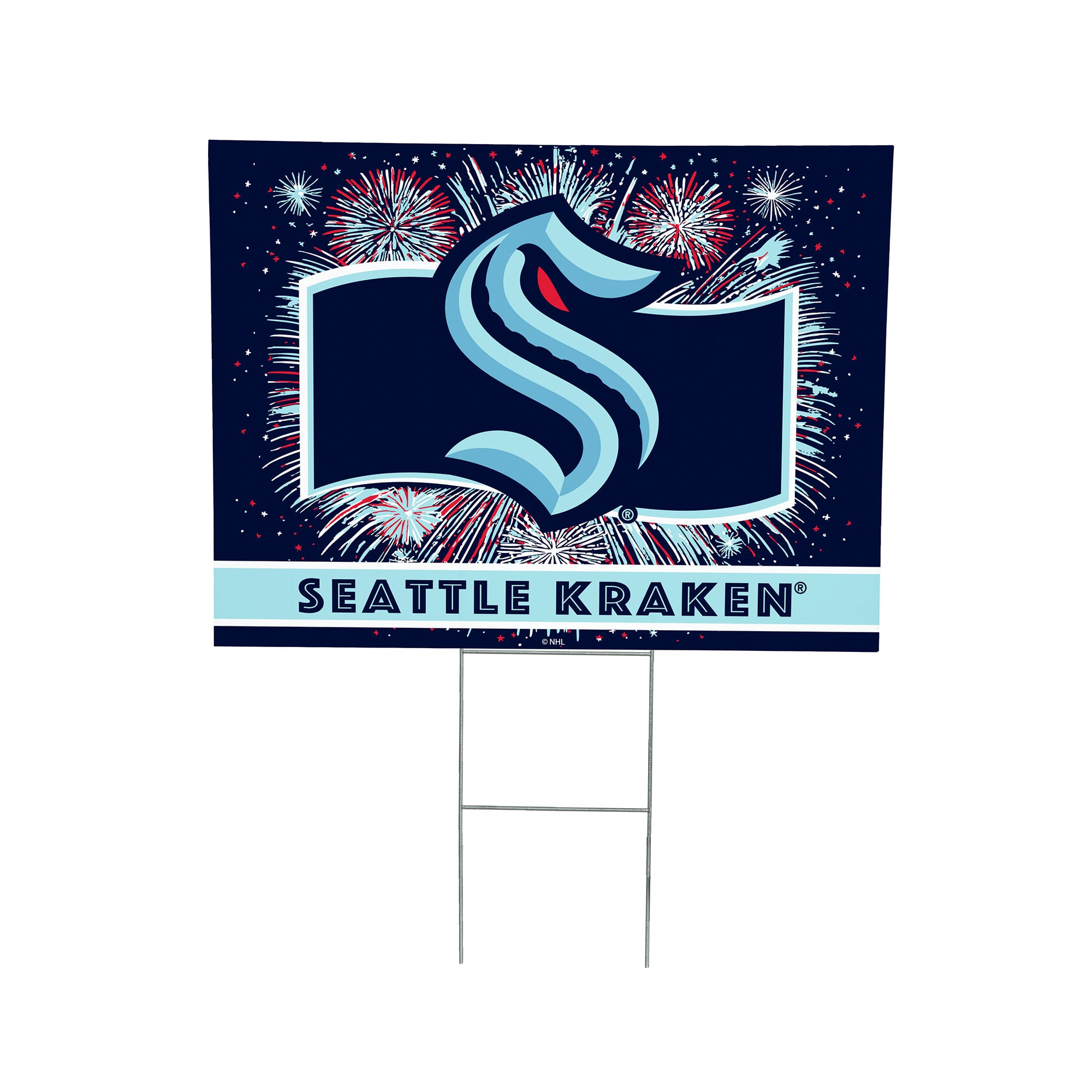Seattle Kraken 24" x 18" Patriotic Fireworks Outdoor Yard Sign