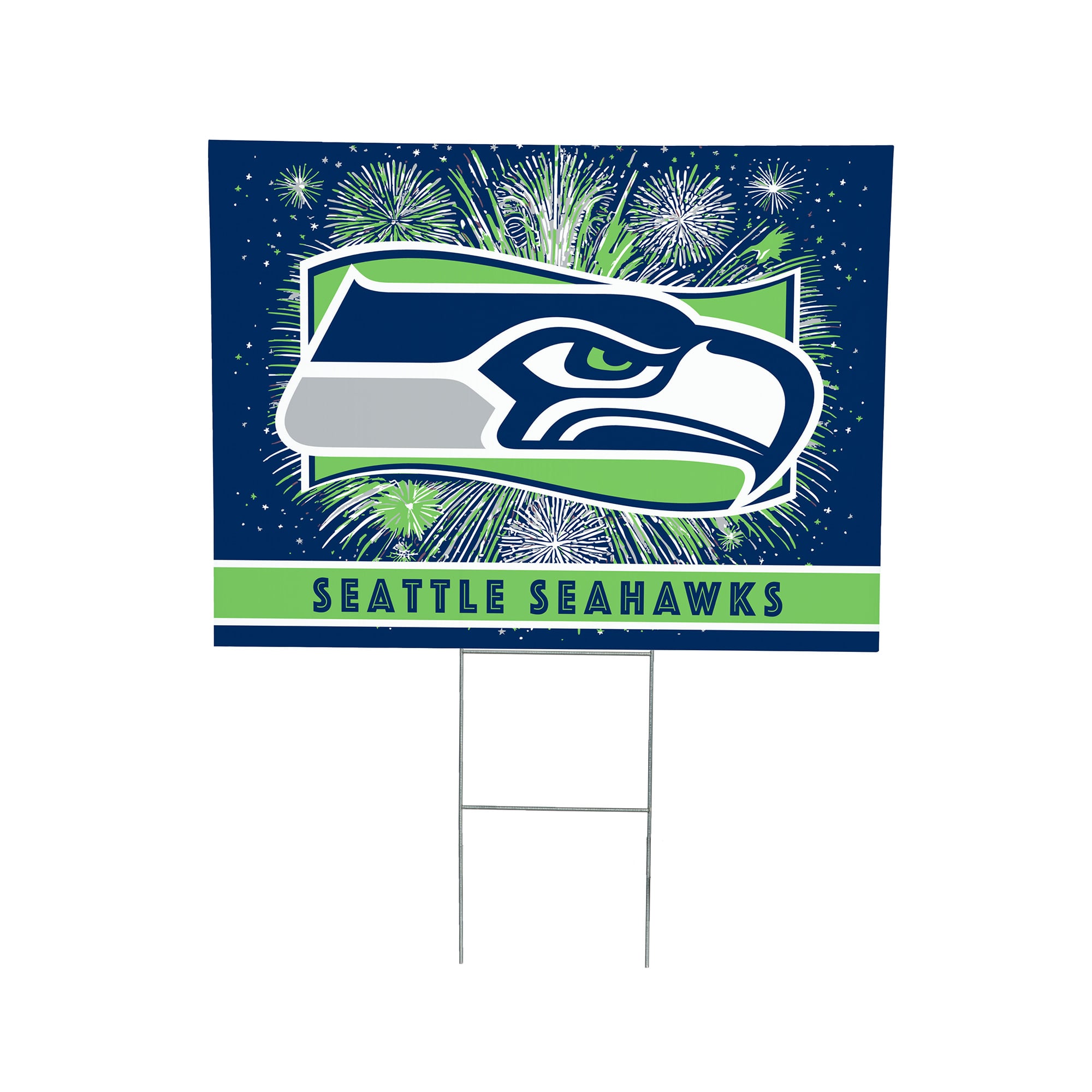 Seattle Seahawks 24" x 18" Patriotic Fireworks Outdoor Yard Sign