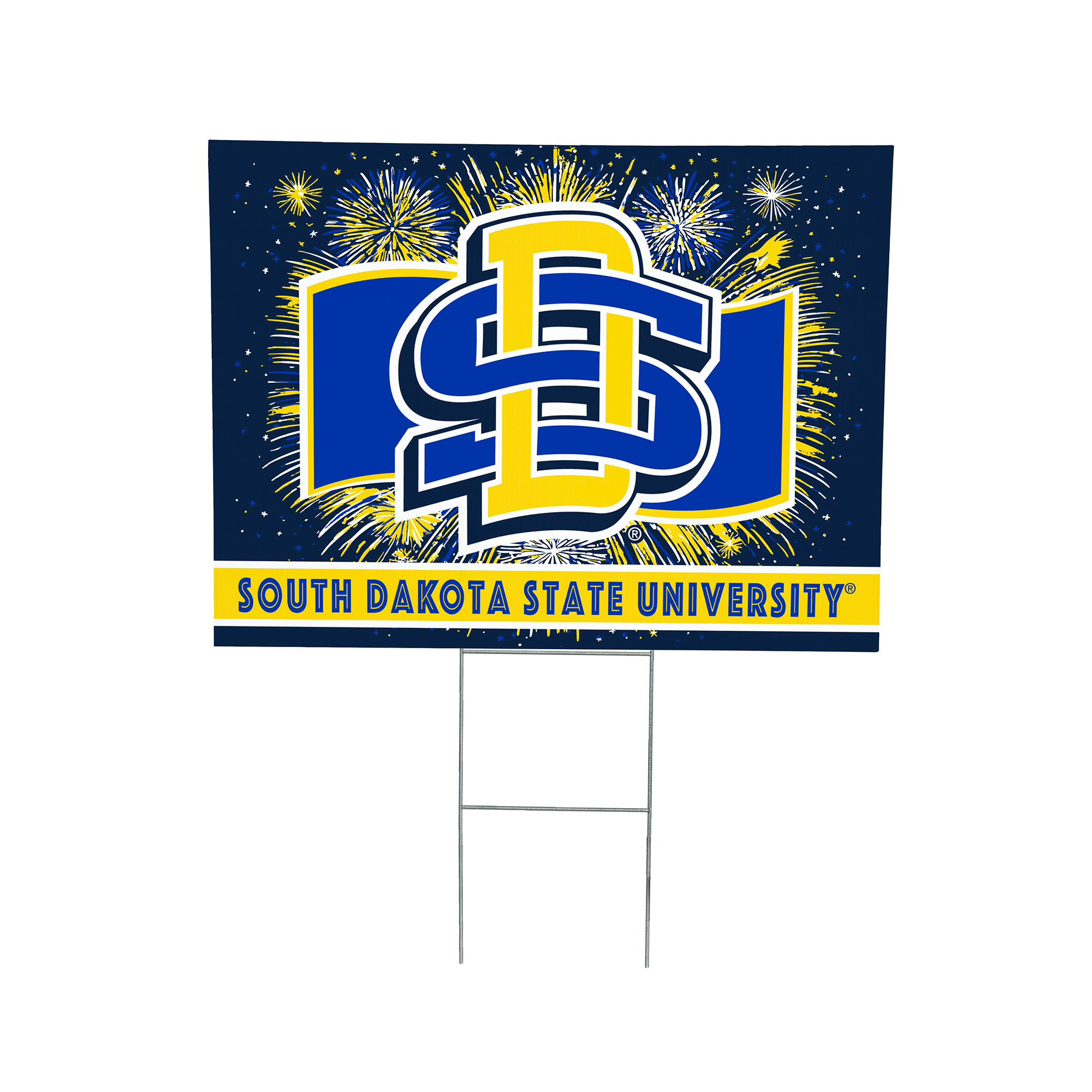 South Dakota State Jackrabbits 24" x 18" Patriotic Fireworks Outdoor Yard Sign