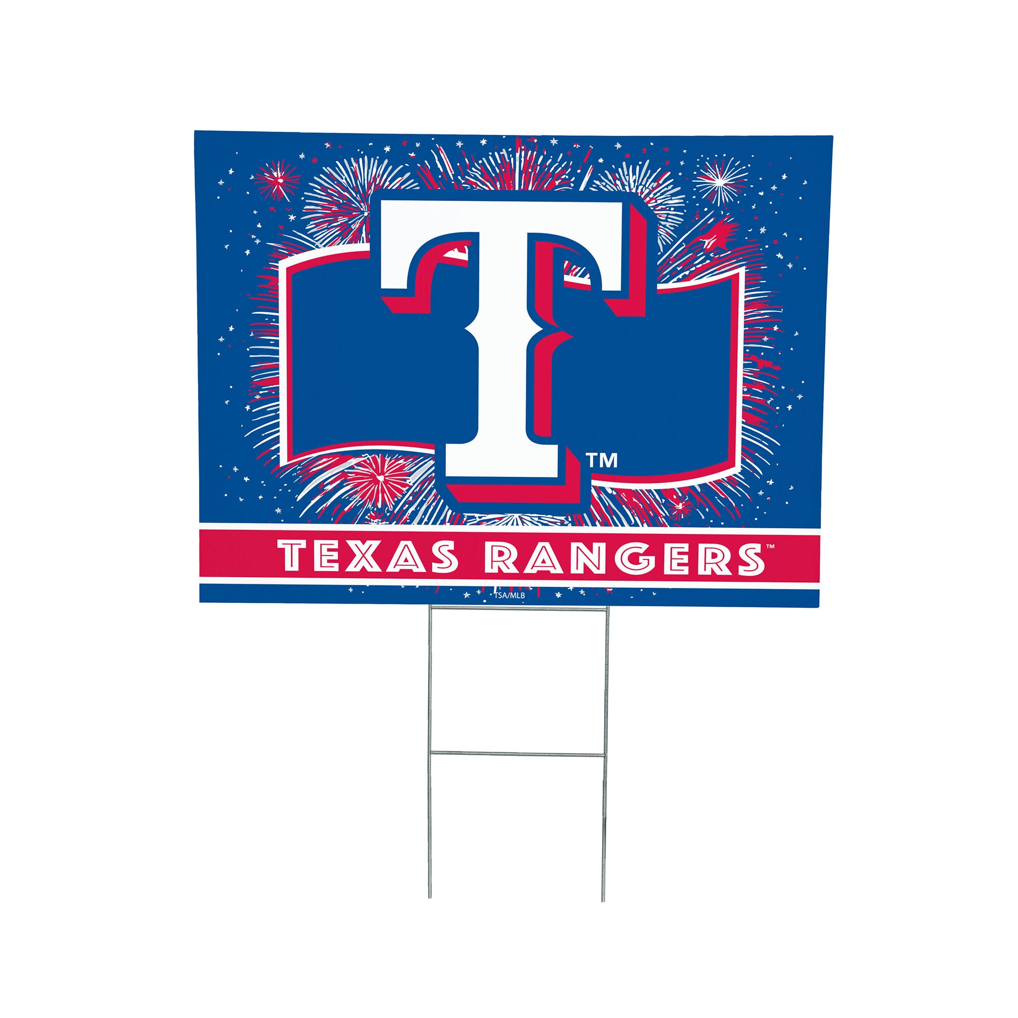 Texas Rangers 24" x 18" Patriotic Fireworks Outdoor Yard Sign