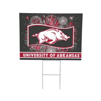 "Arkansas Razorbacks 24"" x 18"" Patriotic Fireworks Outdoor Yard Sign"