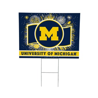 "Michigan Wolverines 24"" x 18"" Patriotic Fireworks Outdoor Yard Sign"