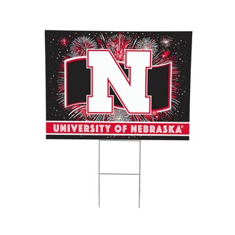 Nebraska Huskers 24" x 18" Patriotic Fireworks Outdoor Yard Sign