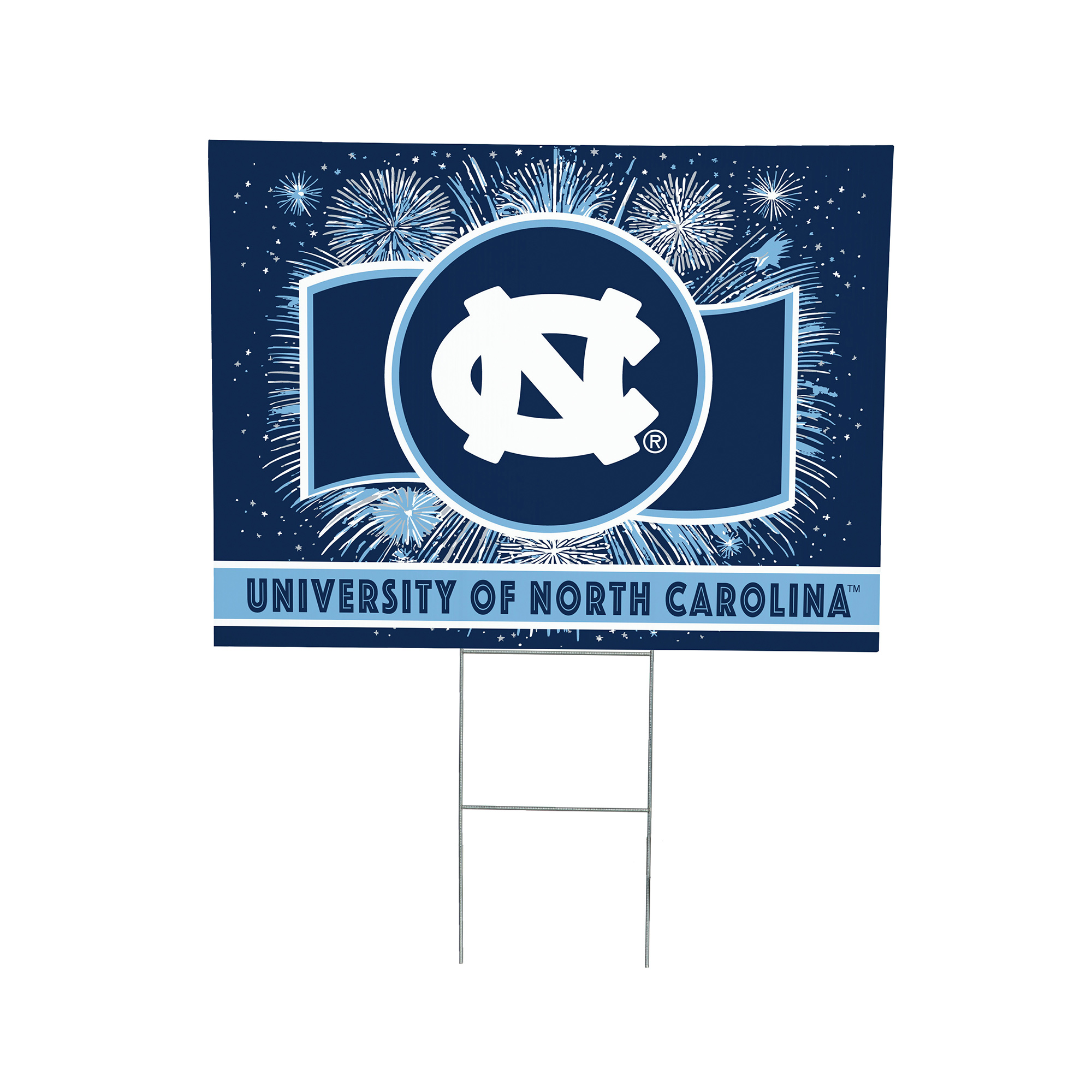 North Carolina Tar Heels 24" x 18" Patriotic Fireworks Outdoor Yard Sign