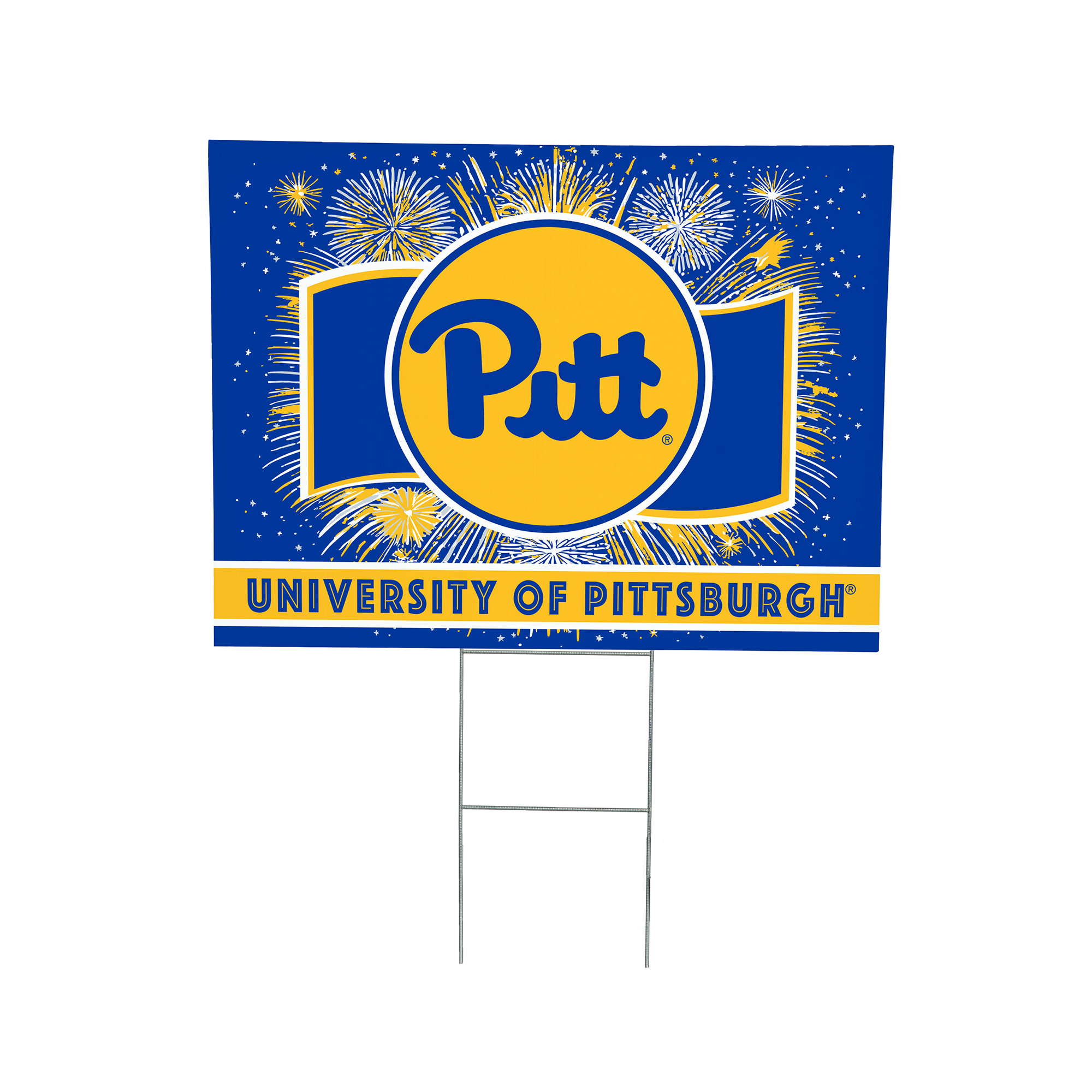 Pitt Panthers 24" x 18" Patriotic Fireworks Outdoor Yard Sign