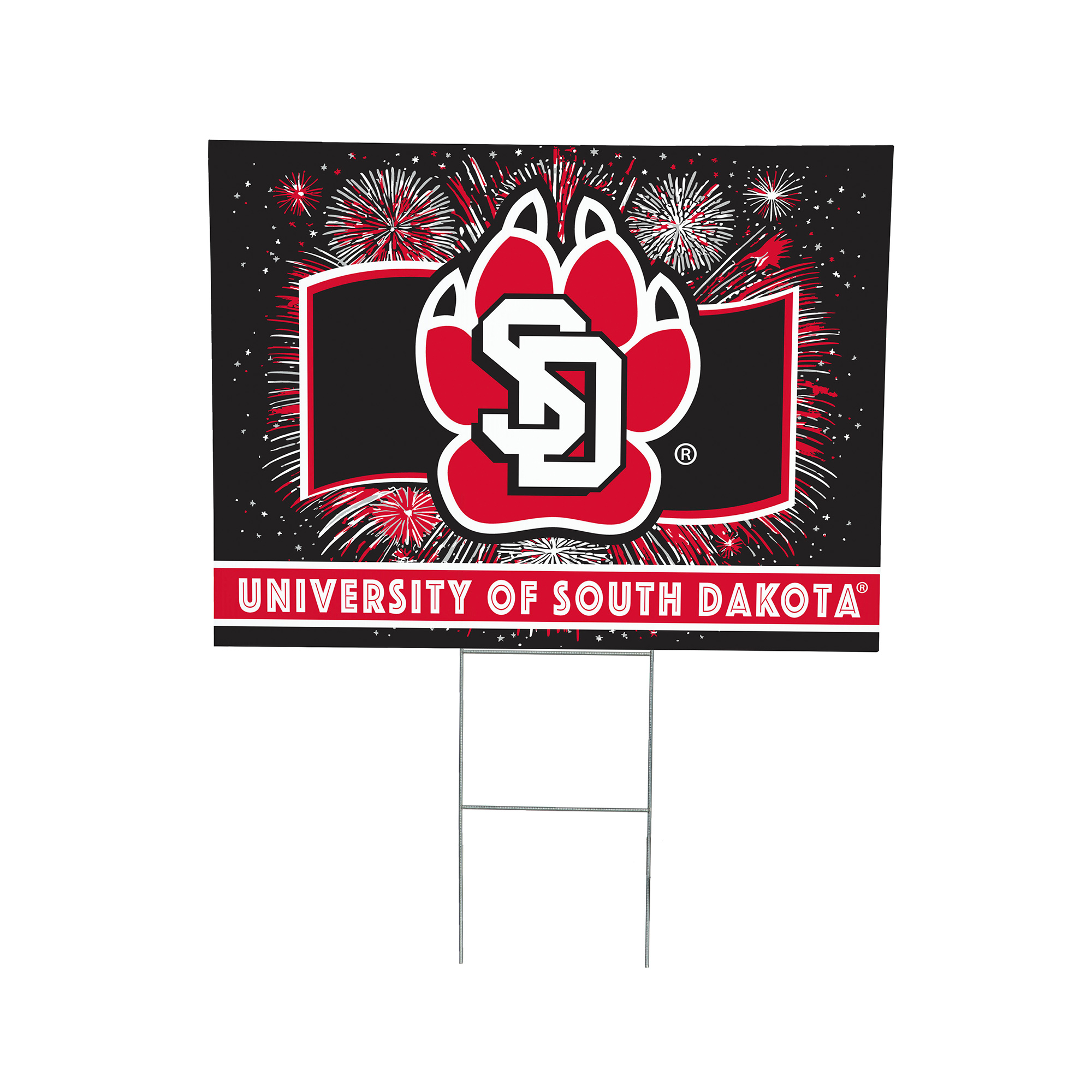 South Dakota Coyotes 24" x 18" Patriotic Fireworks Outdoor Yard Sign