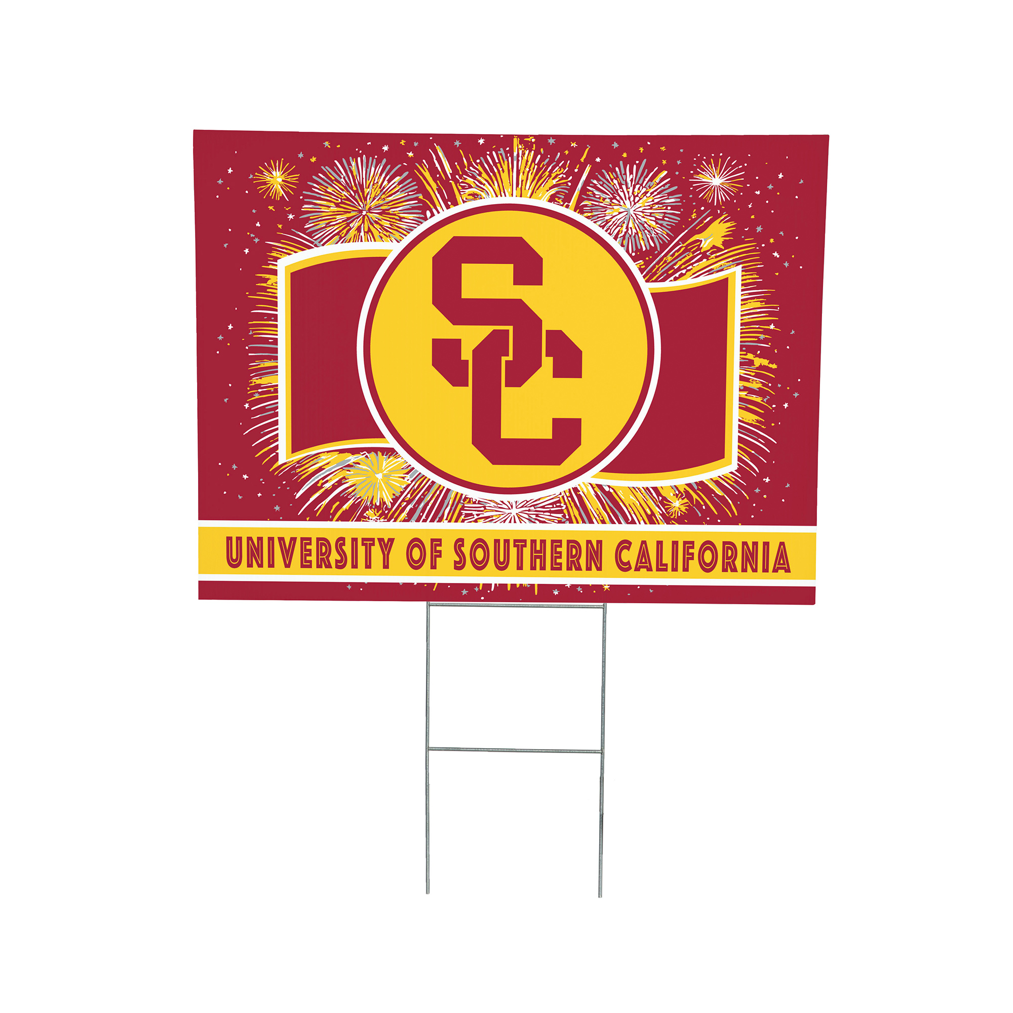 USC Trojans 24" x 18" Patriotic Fireworks Outdoor Yard Sign