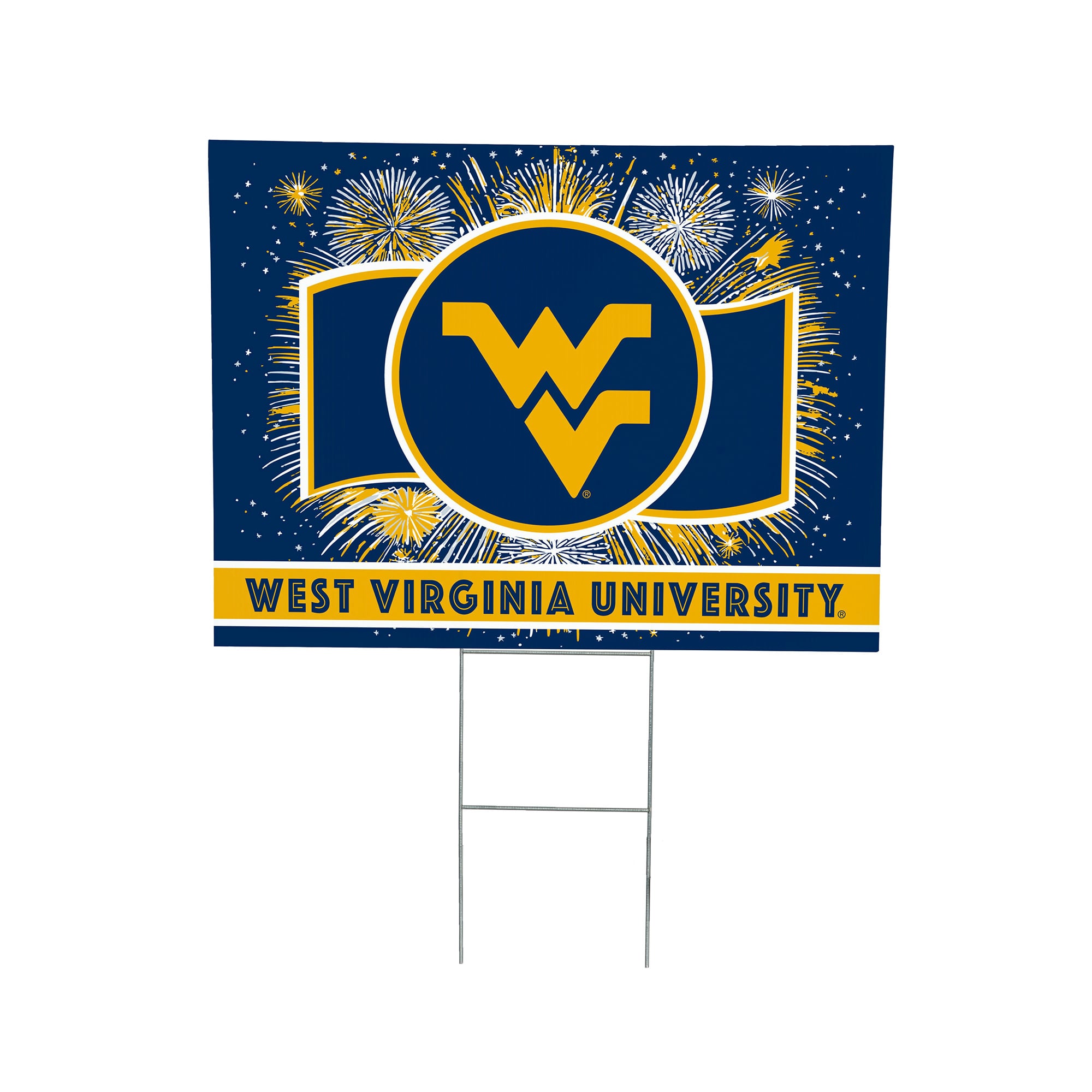 West Virginia Mountaineers 24" x 18" Patriotic Fireworks Outdoor Yard Sign