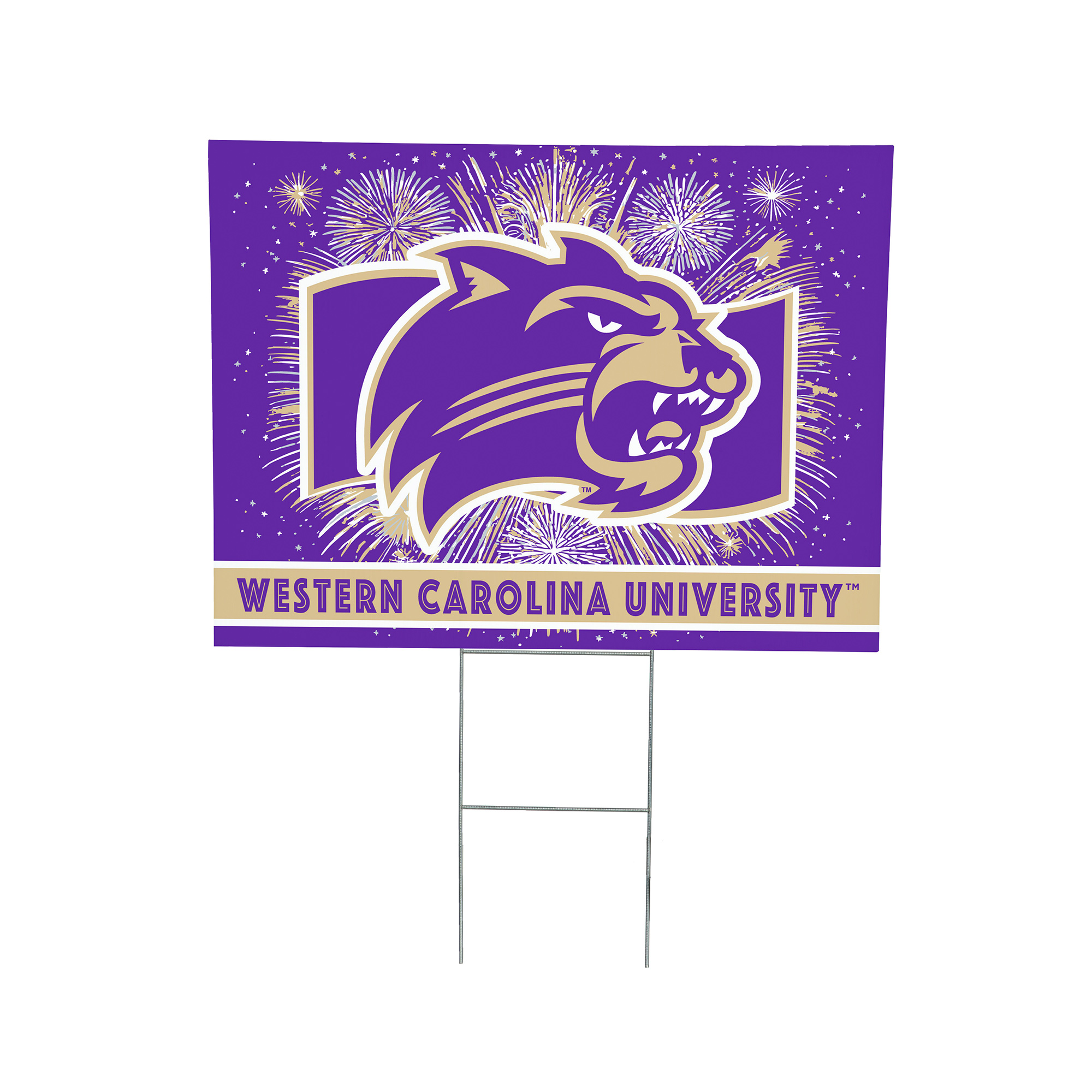 Western Carolina Catamounts 24" x 18" Patriotic Fireworks Outdoor Yard Sign