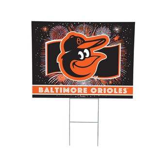 "Baltimore Orioles 24"" x 18"" Patriotic Fireworks Outdoor Yard Sign"