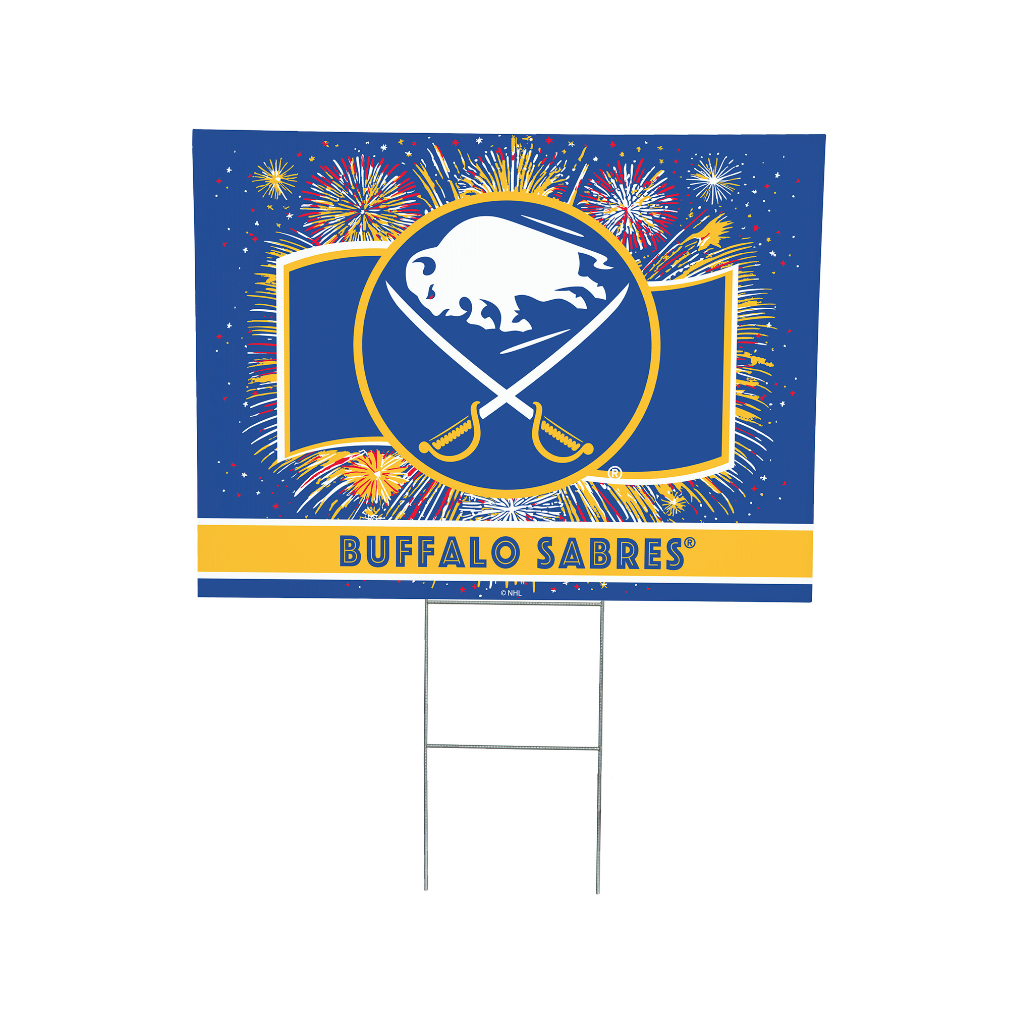 “Buffalo Sabres 24″” x 18″” Patriotic Fireworks Outdoor Yard Sign”
