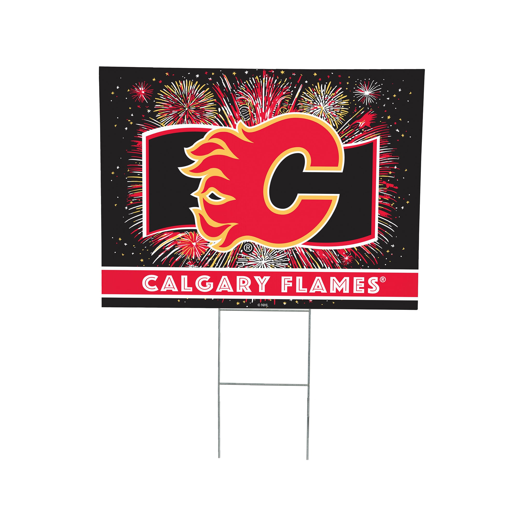 Calgary Flames 24" x 18" Patriotic Fireworks Outdoor Yard Sign