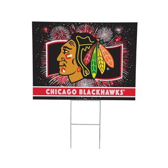 Chicago Blackhawks 24" x 18" Patriotic Fireworks Outdoor Yard Sign