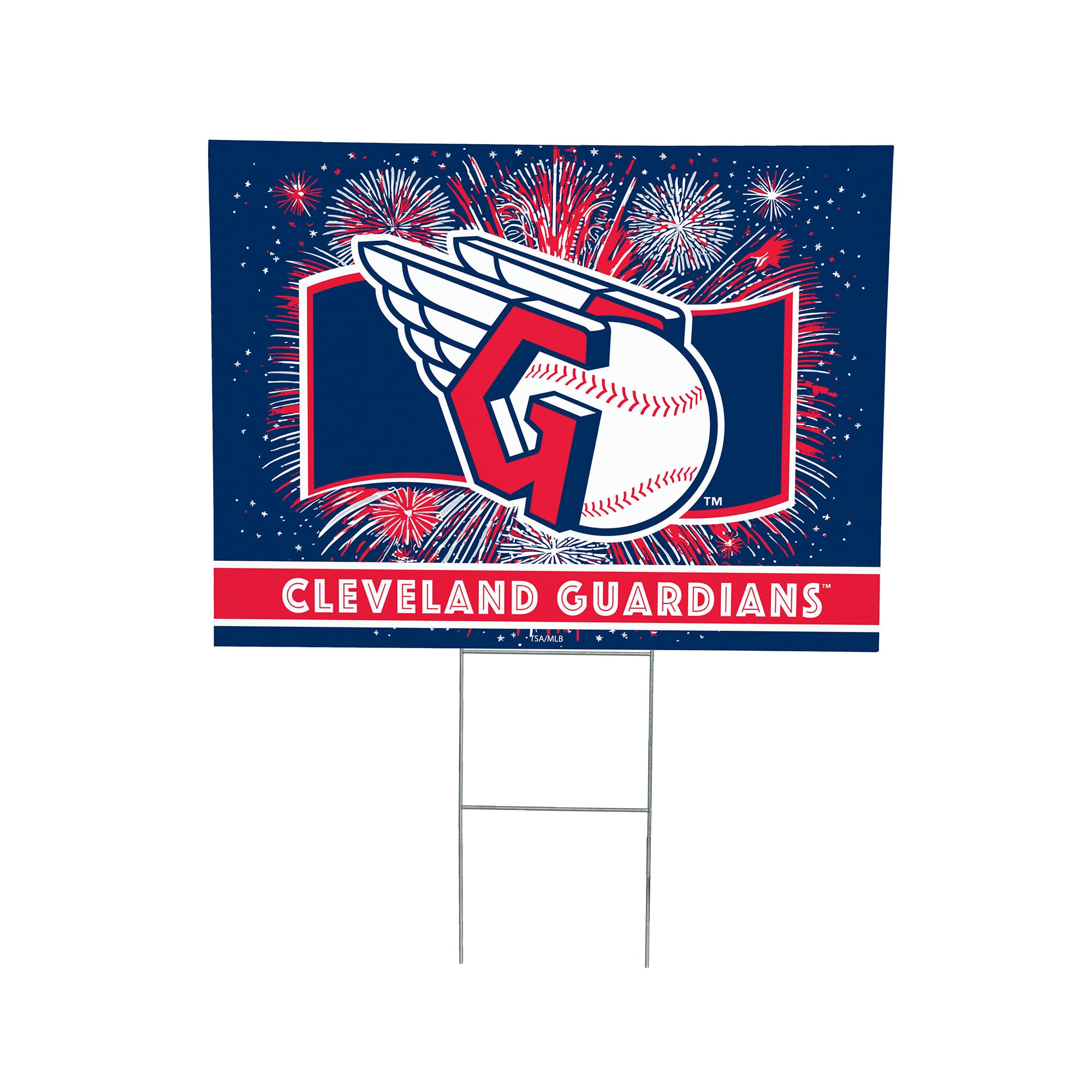 Cleveland Guardians 24" x 18" Patriotic Fireworks Outdoor Yard Sign