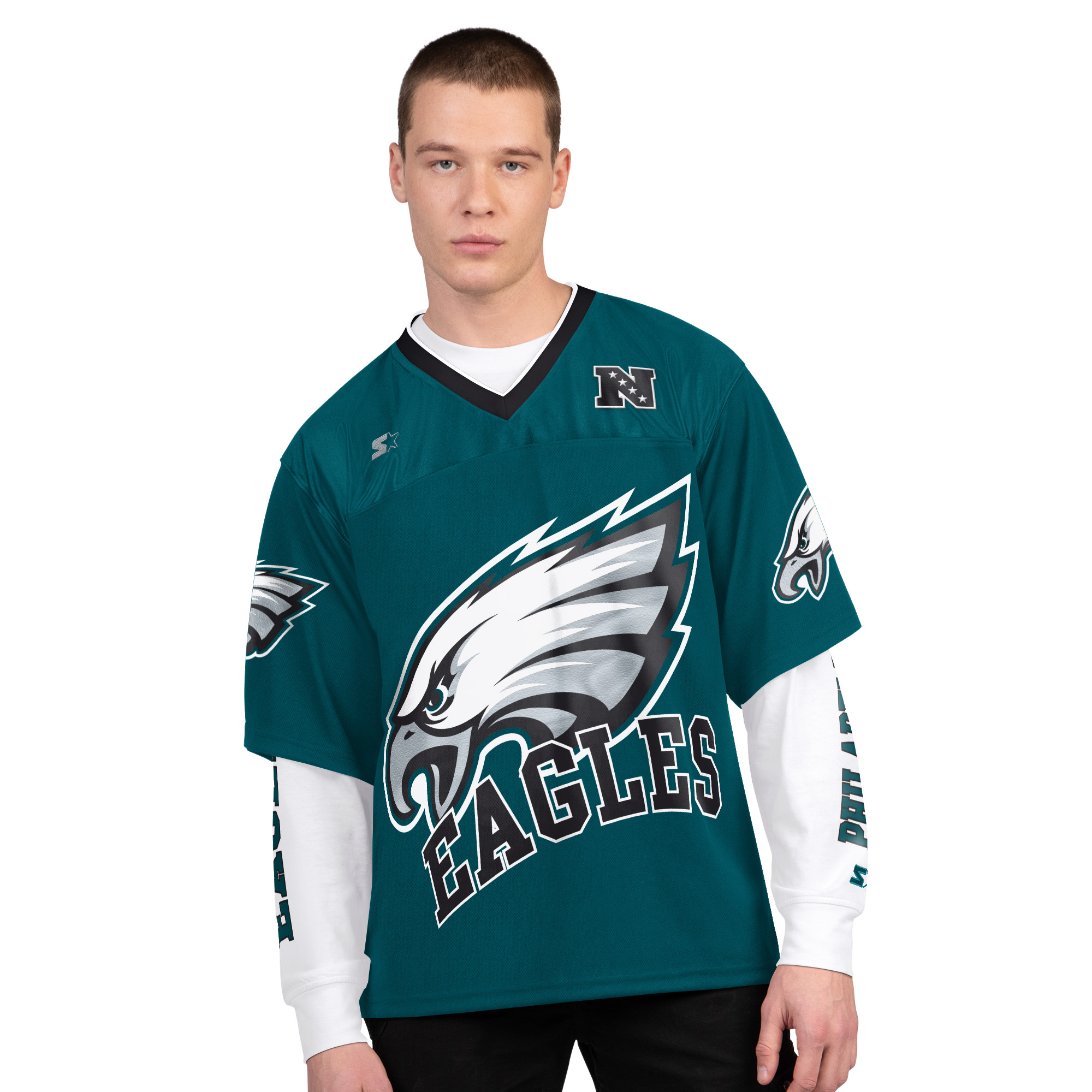 Men's Starter  Midnight Green/White Philadelphia Eagles Short Sleeve & Long Sleeve T-Shirt Combo Pack