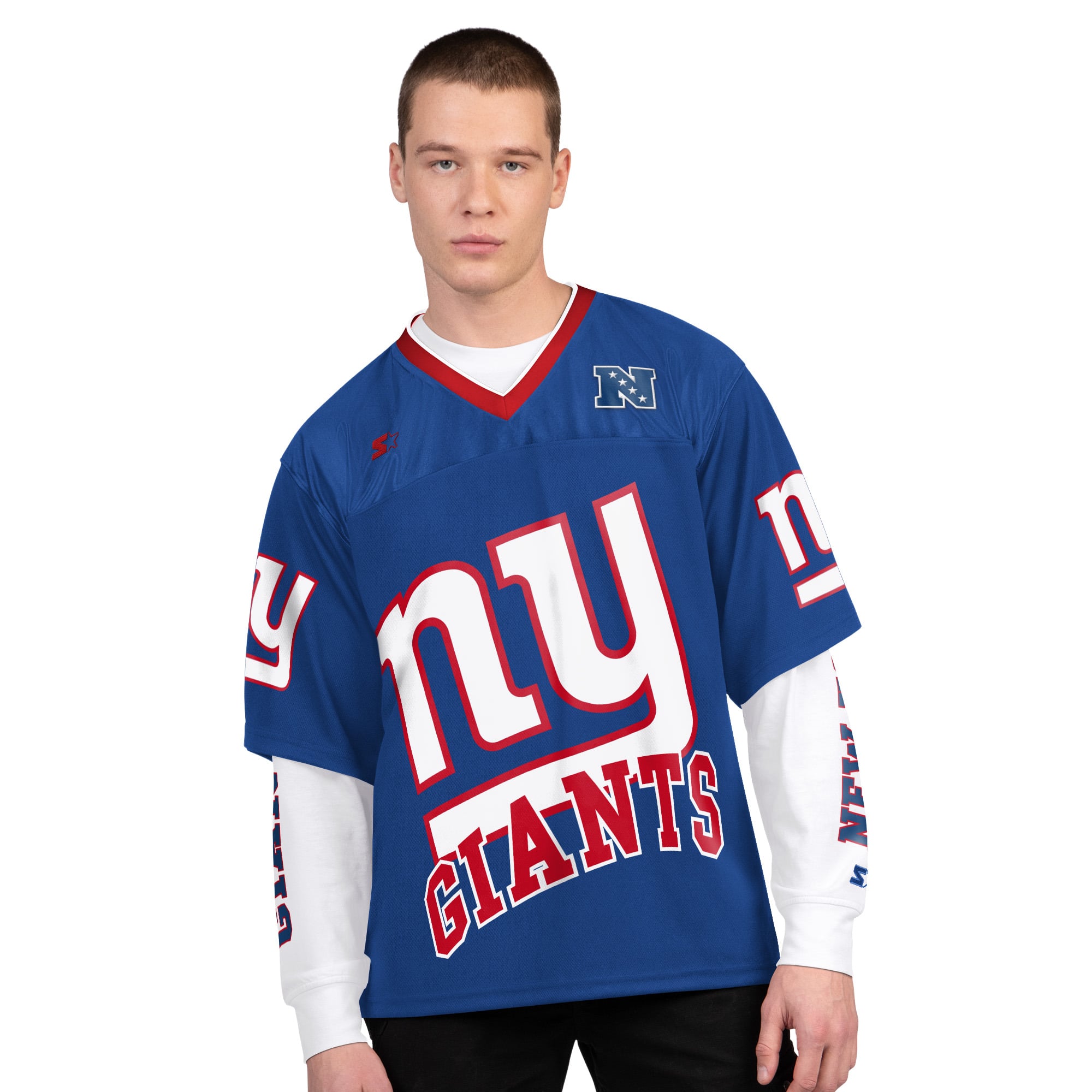 Men’s Starter Royal/White New York Giants Short Sleeve & Long Sleeve T-Shirt Combo Pack
