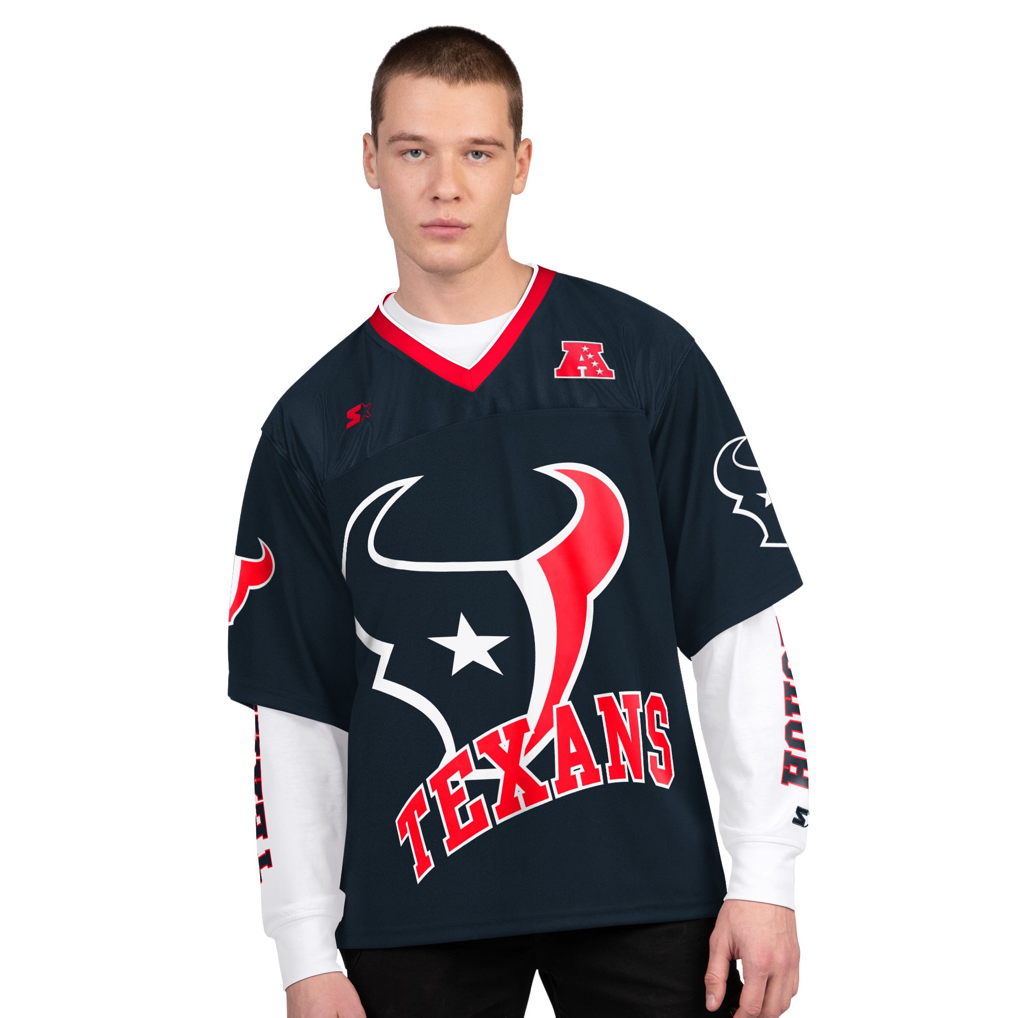 Men’s Starter Navy/White Houston Texans Short Sleeve & Long Sleeve T-Shirt Combo Pack Men’s Starter Navy/White Houston Texans Short Sleeve & Long Sleeve T-Shirt Combo Pack
