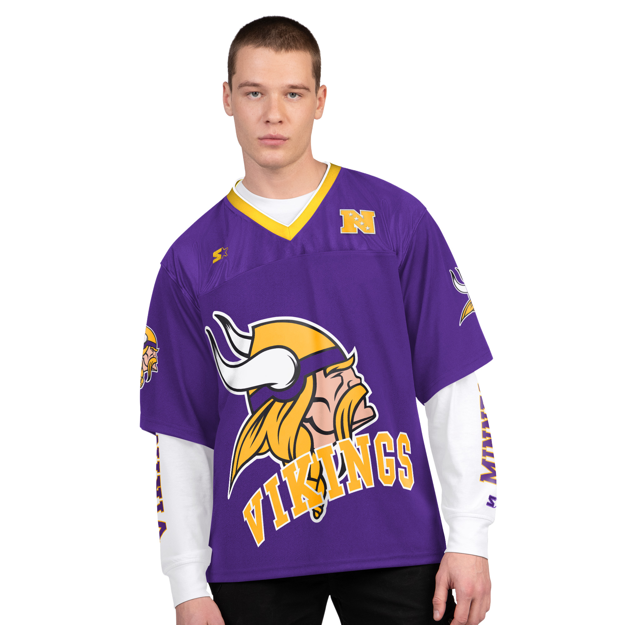Men's Starter Purple/White Minnesota Vikings Short Sleeve & Long Sleeve T-Shirt Combo Pack