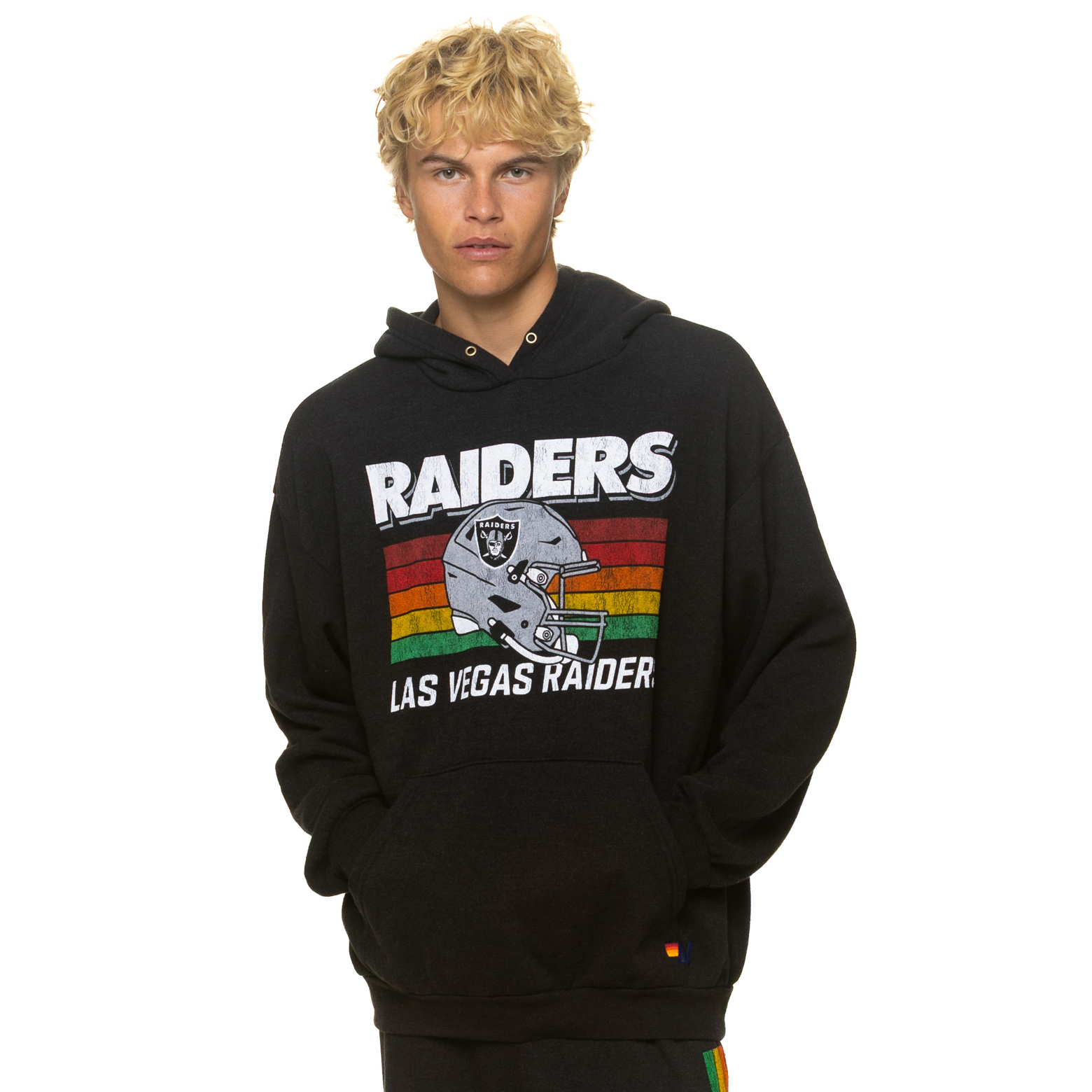 Unisex Aviator Nation Black Las Vegas Raiders Relaxed Tri-Blend Hoodie