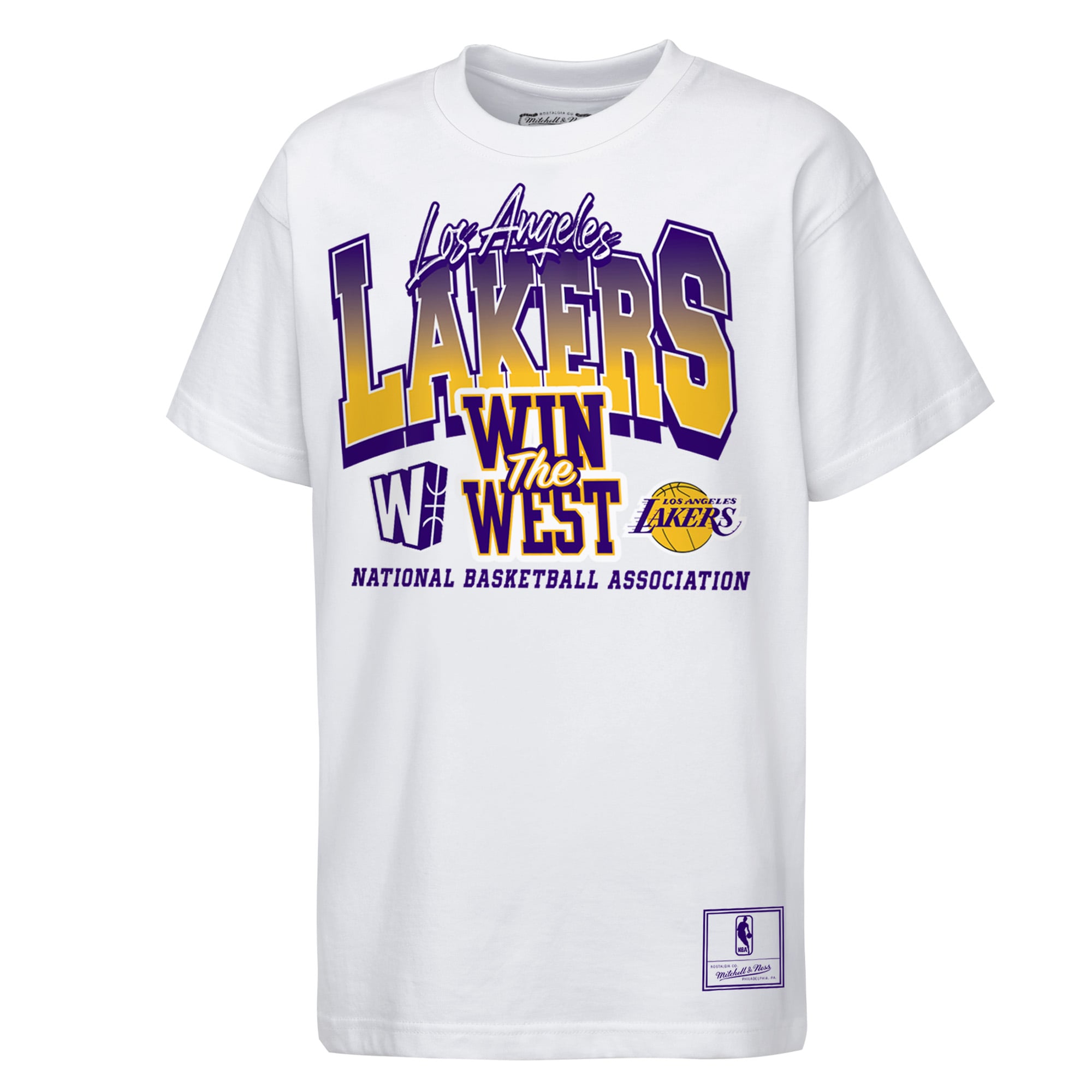 Youth Mitchell & Ness White Los Angeles Lakers Bring it Back Premium T-Shirt
