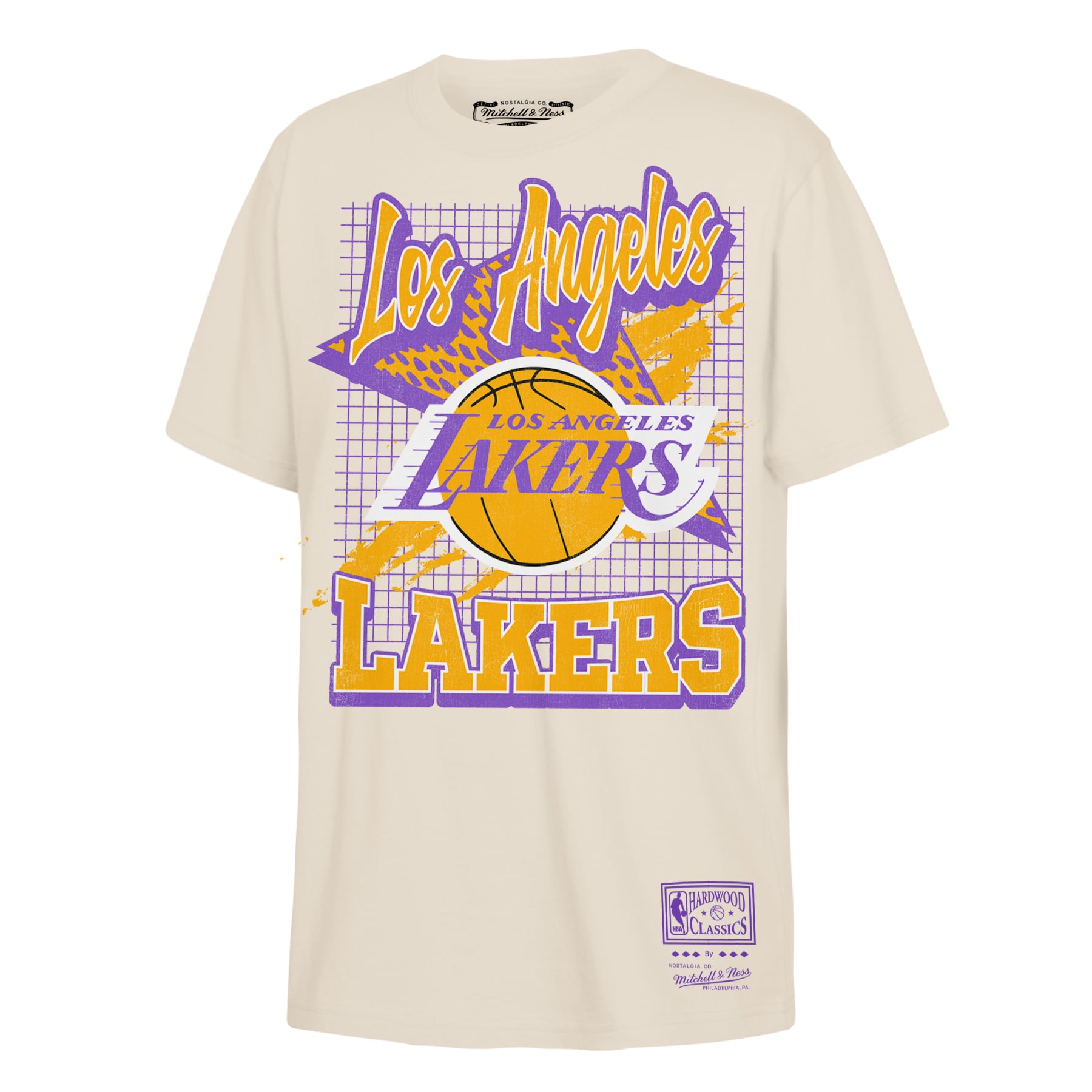 Youth Mitchell & Ness  Natural Los Angeles Lakers Hardwood Classics Retro Vibe T-Shirt