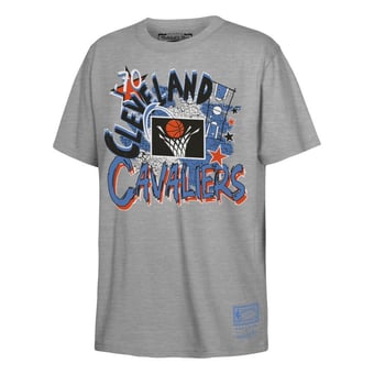 Youth Mitchell & Ness  Heather Gray Cleveland Cavaliers Hardwood Classics Play by Play T-Shirt