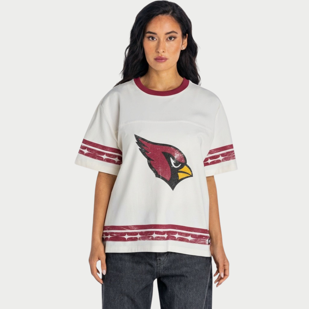 Women's The Wild Collective  Cream Arizona Cardinals Oversized Established Boyfriend T-Shirt