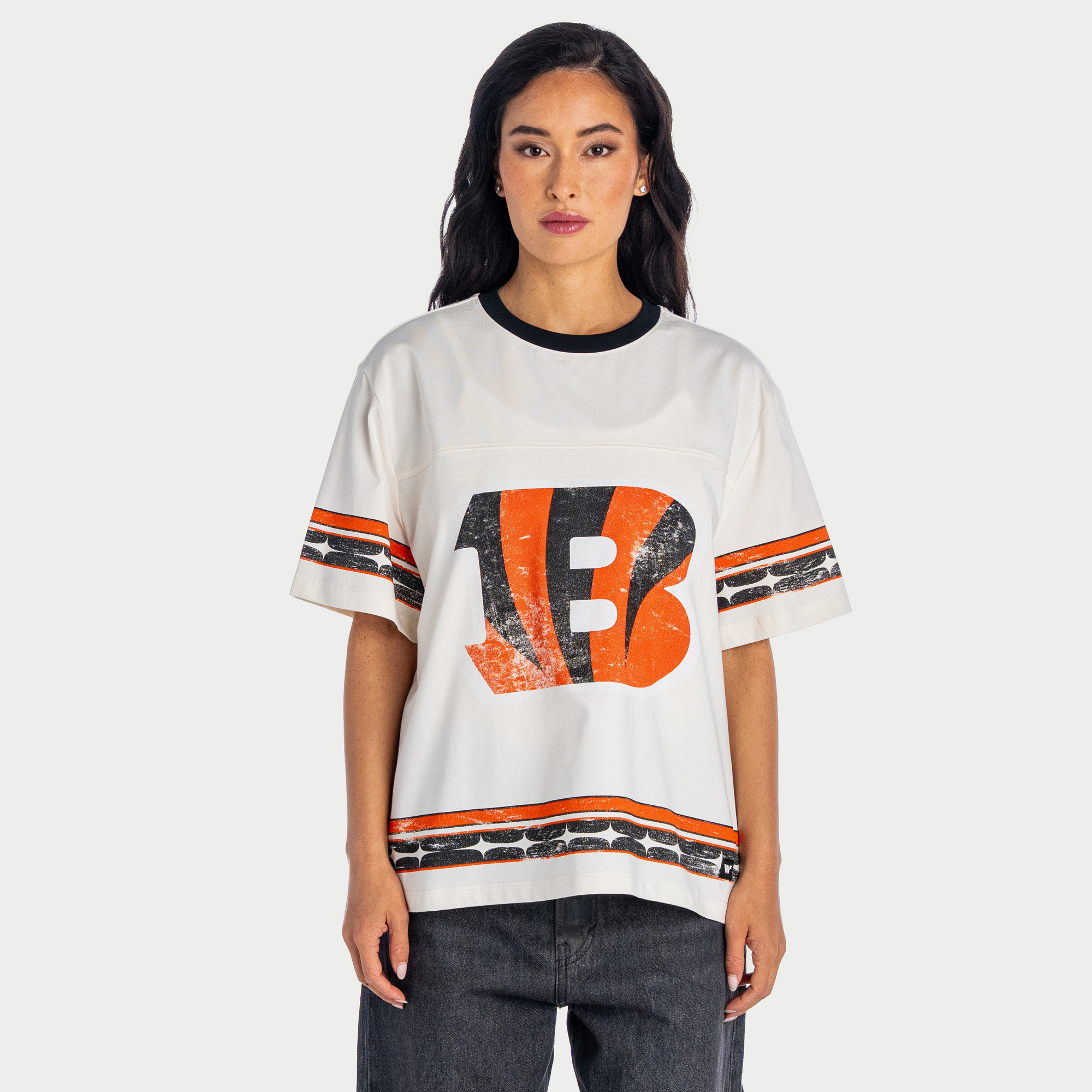 Women's The Wild Collective  Cream Cincinnati Bengals Oversized Established Boyfriend T-Shirt
