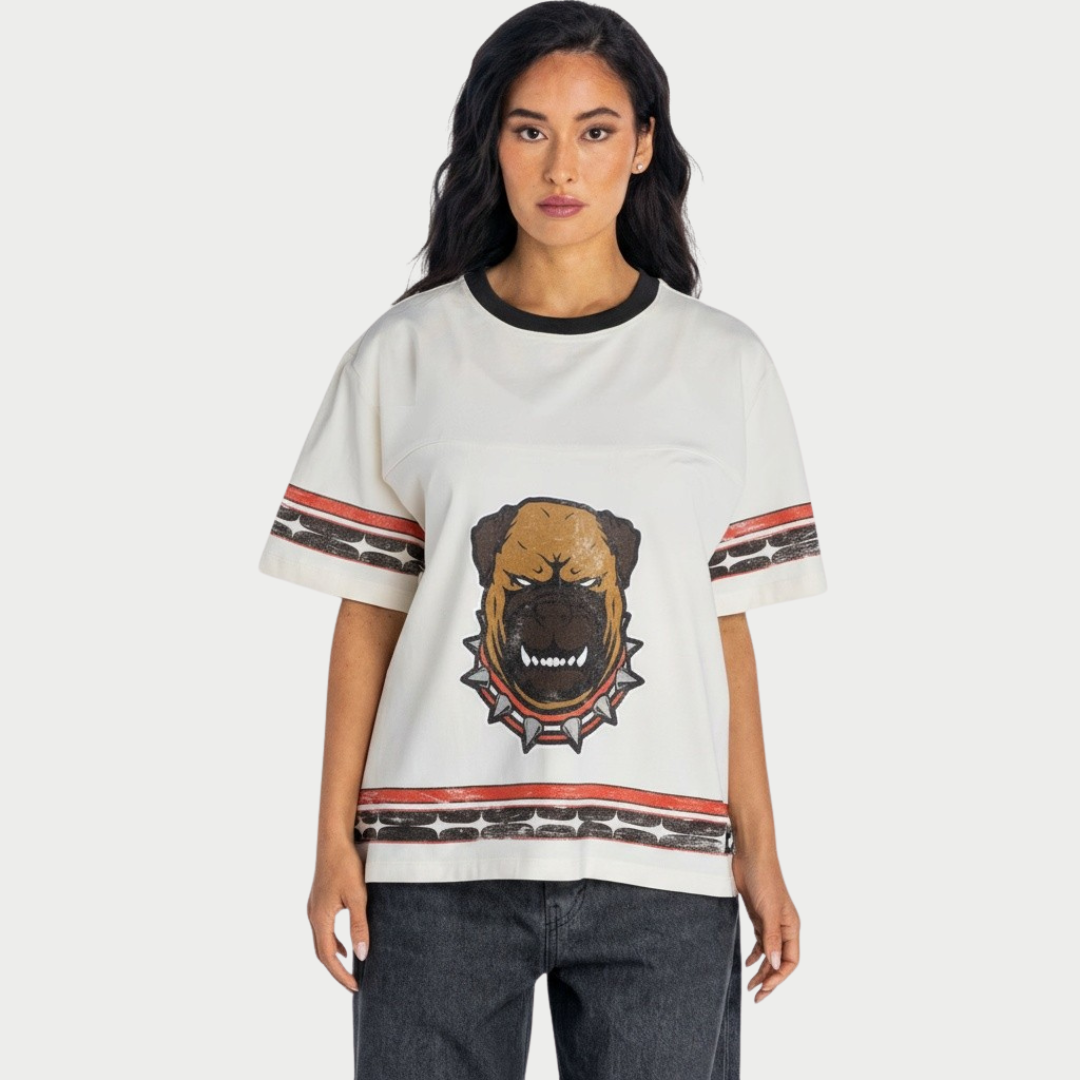 Women's The Wild Collective  Cream Cleveland Browns Oversized Established Boyfriend T-Shirt