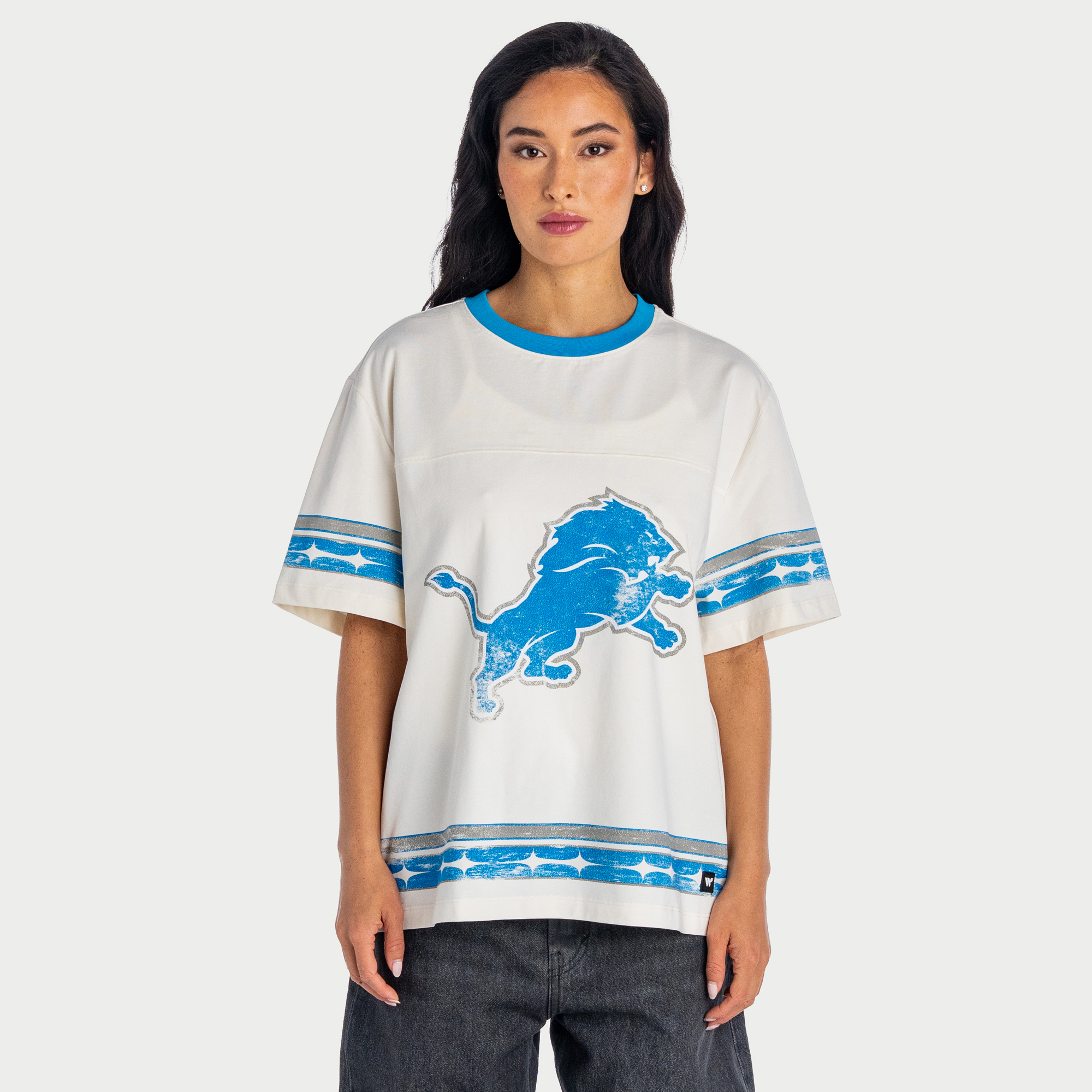 Women's The Wild Collective  Cream Detroit Lions Oversized Established Boyfriend T-Shirt